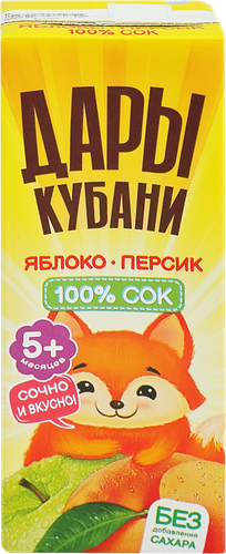 

Сок Дары Кубани яблочно-персиковый с 5 месяцев 200 мл