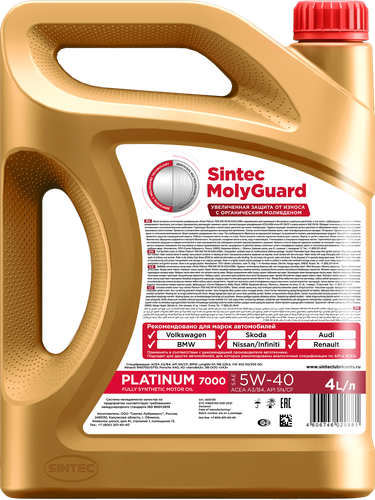 

Масло синтетическое Sintec Platinum Api SN/CF 5W-40 4л