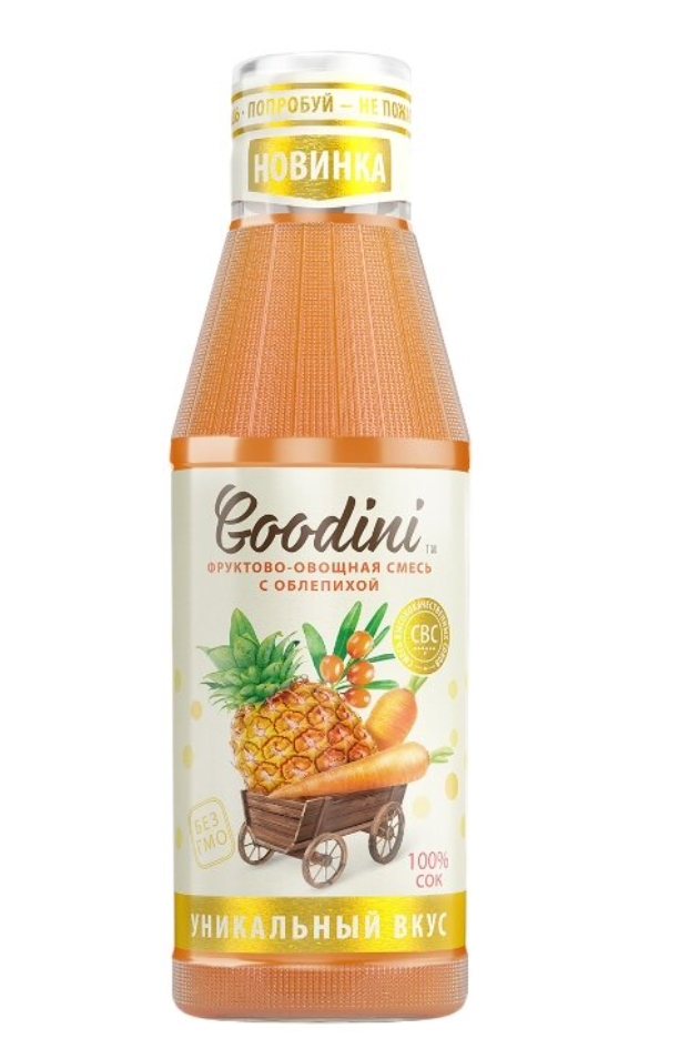 

Сок Goodini фруктово-овощная смесь с облепихой, без сахара 750 мл
