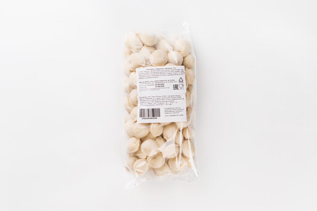 

Пельмени ВкусВилл с говядиной и свининой 1.5 кг