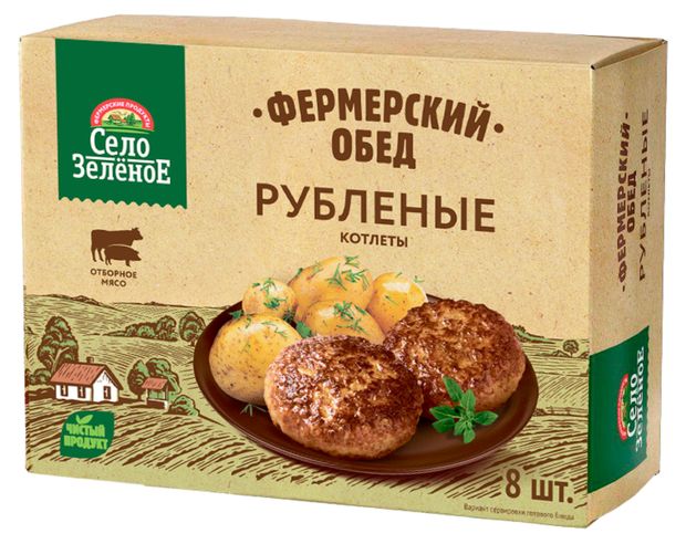 

Котлеты Село Зелёное Фермерский обед рубленые замороженные 500 г