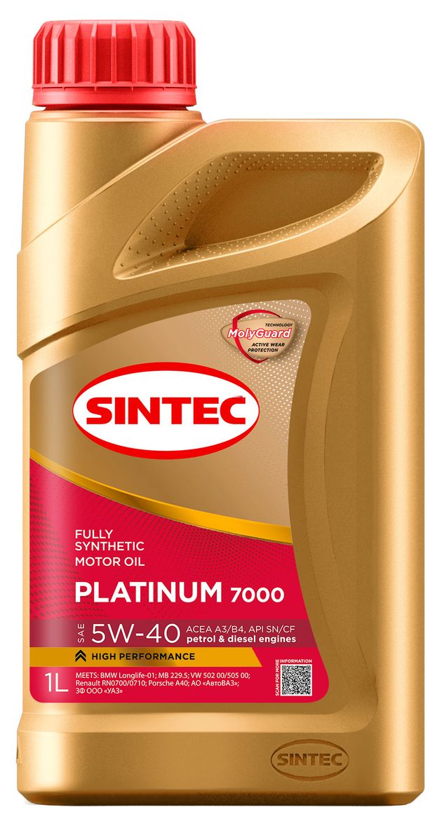 

Масло моторное синтетика Sintec Platinum SAE 5W-40 API SN/CF 1 л