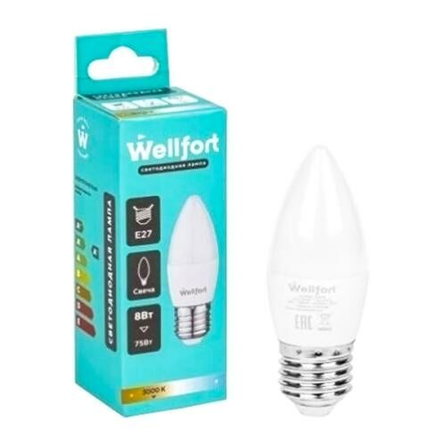 Лампа светодиодная Wellfort свеча 8 Вт E27 холодный свет