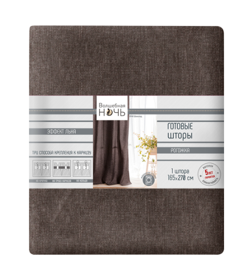 

Штора Волшебная ночь цвет шоколад рогожка 165х270 см