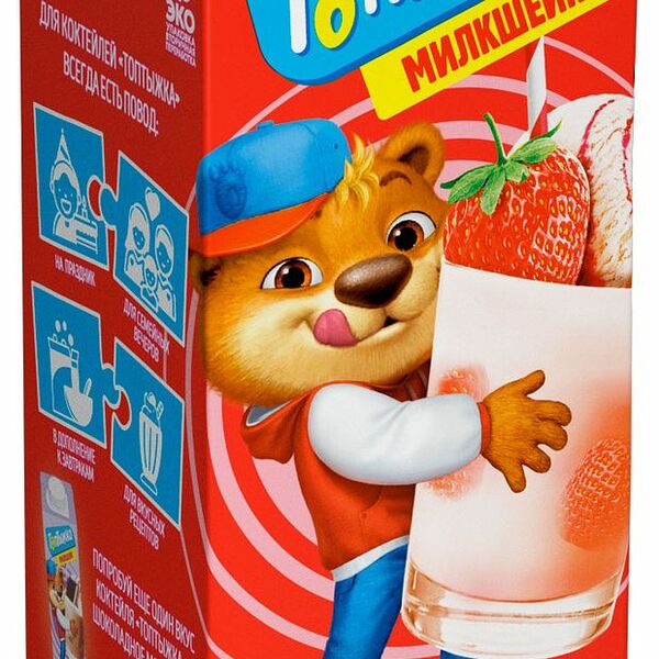 Коктейль молочный Топтыжка клубничное мороженое 950 г