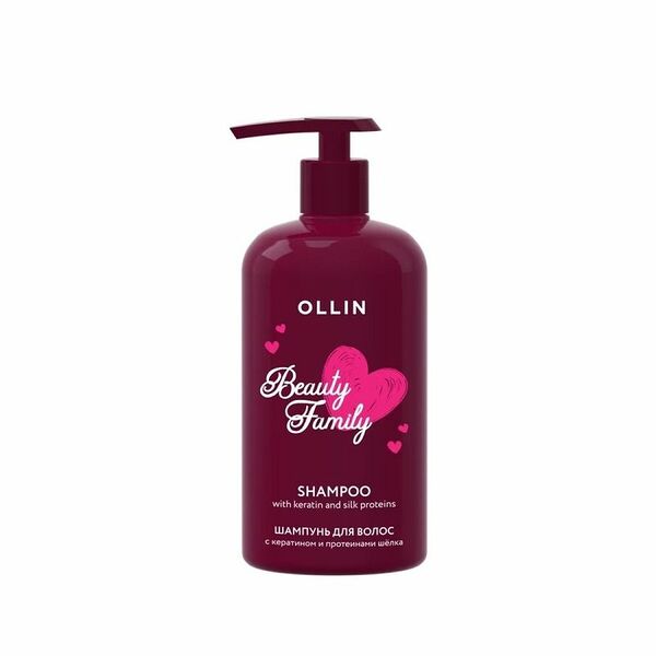  Шампунь для волос Ollin Professional Beauty Family кератин-протеины шелка 500 мл