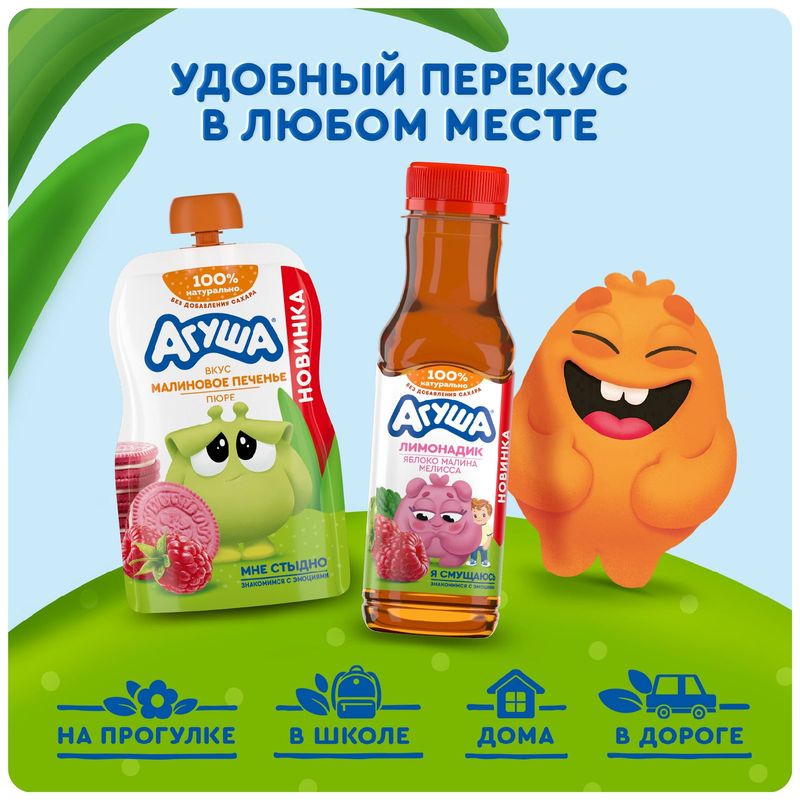 

Пюре фруктовое Агуша Малиновое печенье с 8 месяцев упаковка в ассортименте 80 г