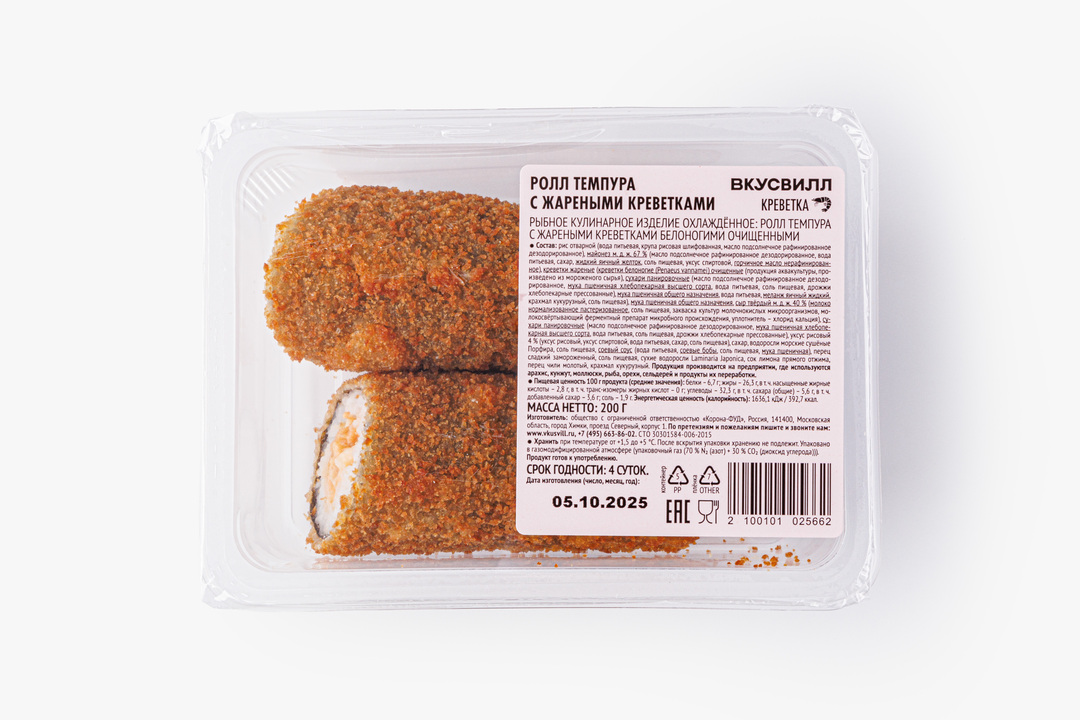 

Ролл ВкусВилл темпура с жареными креветками 200 г