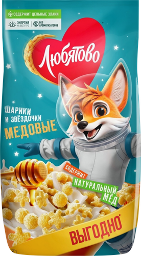 

Завтраки готовые Любятово Медовые шарики и звёздочки 420 г