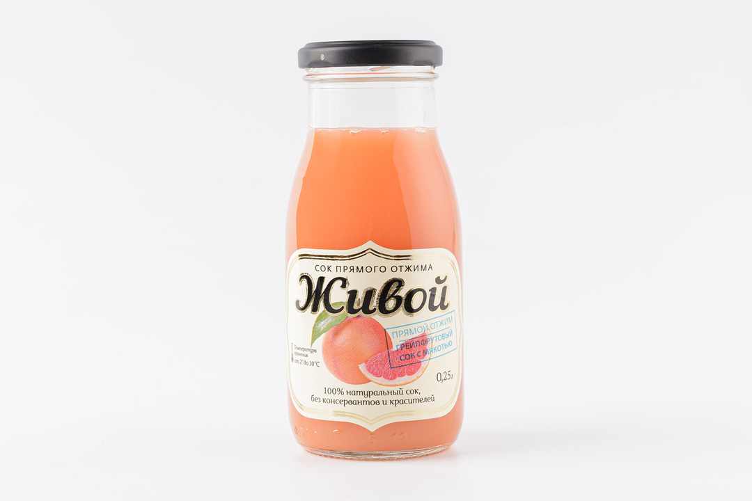 

Сок с мякотью Живой Грейпфрутовый прямого отжима 250 мл