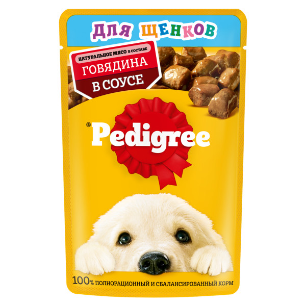 

Влажный корм Pedigree для щенков говядина в соусе 85 г