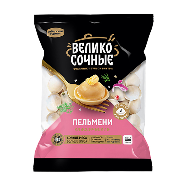 

Пельмени Сибирский гурман Великосочные Классические 800 г
