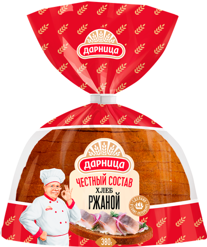 

Хлеб Дарница Ржаной подовый половинка нарезка 380 г