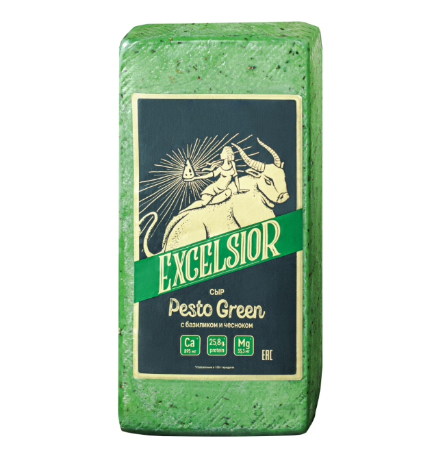 

Сыр Excelsior Pesto Green с базиликом и чесноком 45% вес