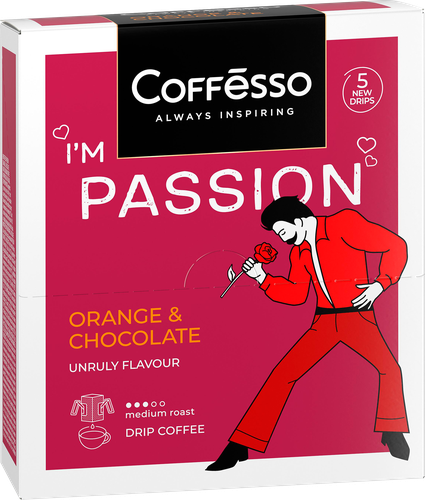 

Кофе молотый Coffesso Passionсо с ароматом красного апельсина и шоколада 5 шт. по 10 г