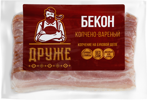 Бекон Друже копчено-вареный нарезка 200 г