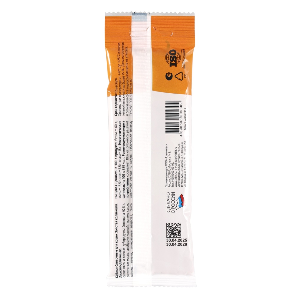 

Лакомство для кошек Titbit Золотая коллекция Колбаски сливочные 30 г