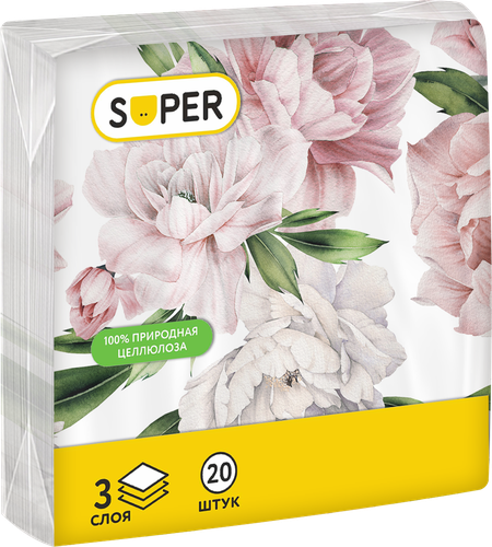 

Салфетки бумажные Super Ретро 3-слоя 33 х 33 см 20 шт. дизайн в ассортименте