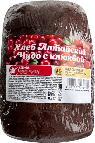

Хлеб Хлебный край Чудо с клюквой алтайский 250 г