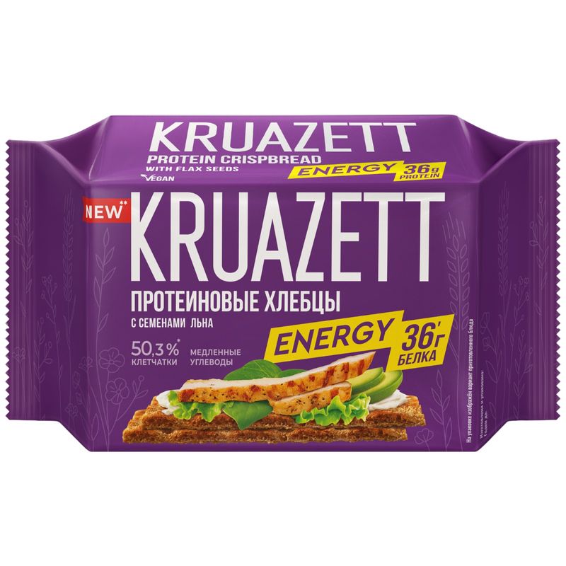 

Хлебцы Kruazett обогащенные белком с семенами льна 150 г