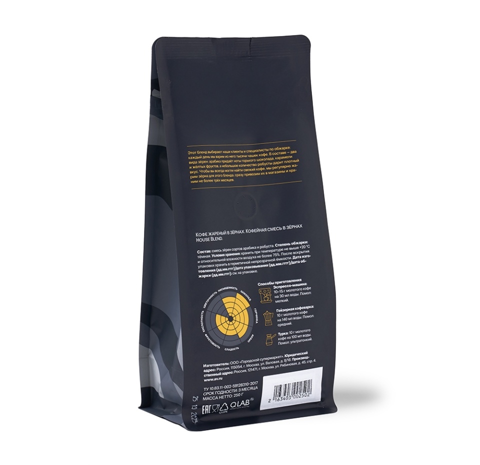 

Кофейная смесь в зёрнах Азбука вкуса House Blend, 250 г