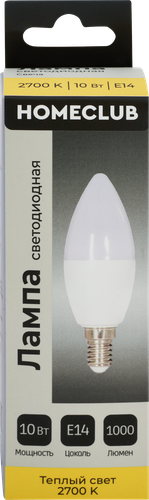 

Лампа светодиодная Homeclub свеча 10 Вт E14 теплый свет арт. LED-C39-10E1427