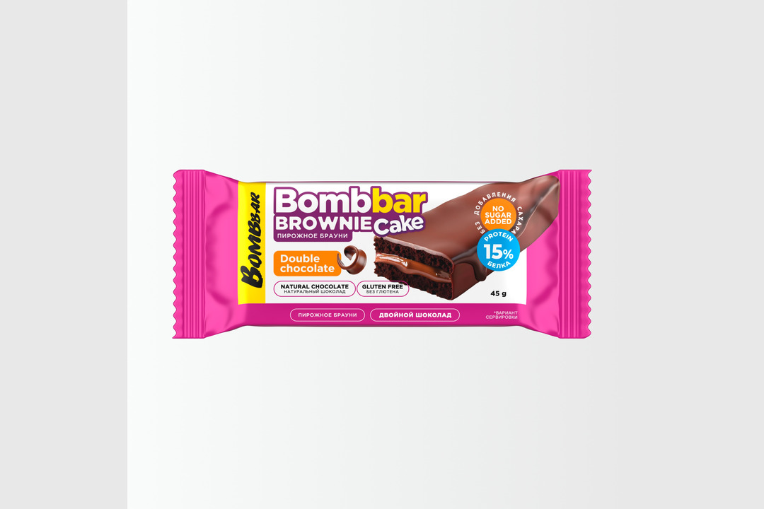 

Пирожное протеиновое BombBar Brownie брауни двойной шоколад без сахара 45 г