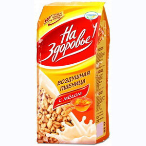 Завтрак сухой зерновой На Здоровье! Воздушная пшеница с медом глазир 100 г пакет