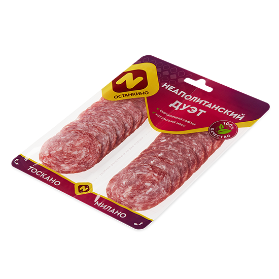 

Колбасы Останкино Неаполитанский дуэт сырокопченые полусухие нарезка 90 г