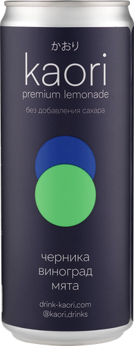 

Напиток сокосодержащий By Kaori виноград черника мята среднегазированный 0.33 л