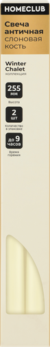 

Свеча декоративная Homeclub античная слоновая кость матовая 25.5 х 2 см 2 шт.