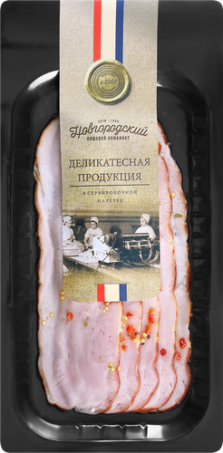 

Свинина копчено-вареная Новгородский пищевой комбинат Пять специй категория Б нарезка 120 г