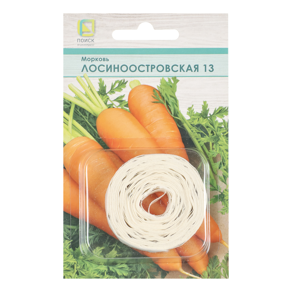 

Семена Поиск Морковь Лосиноостровская 13 на ленте 8 м 0.7 г дизайн упаковки в ассортименте
