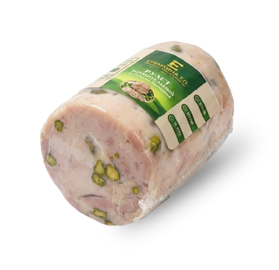 

Рулет КФХ Еремкина т.п фаршированный Изумительный из индейки с фисташками КФХ Еремино поле