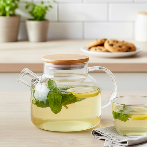 

Чайник заварочный Homeclub Ginger с крышкой стекло бамбук 1 л