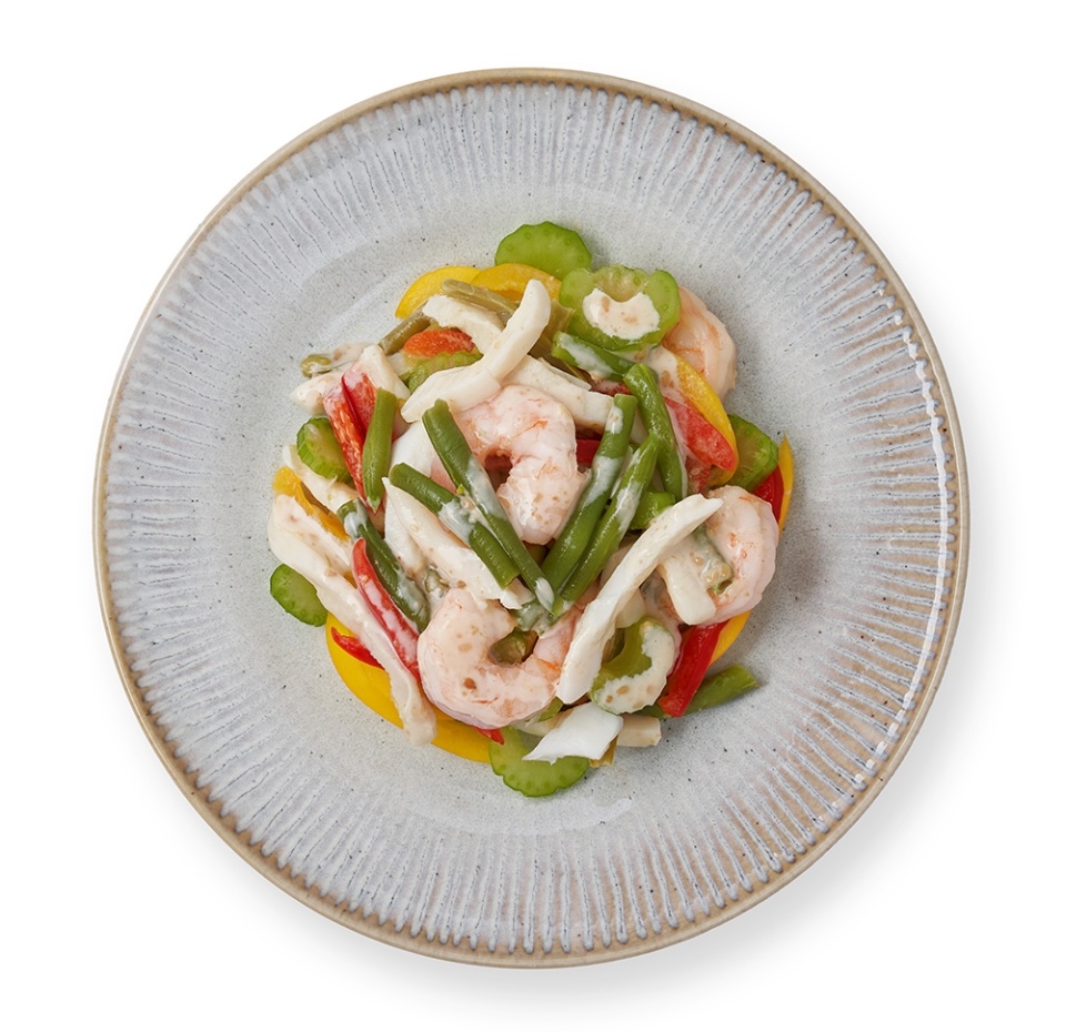 

Салат Азбука Вкуса с морепродуктами и ореховым соусом 175 г