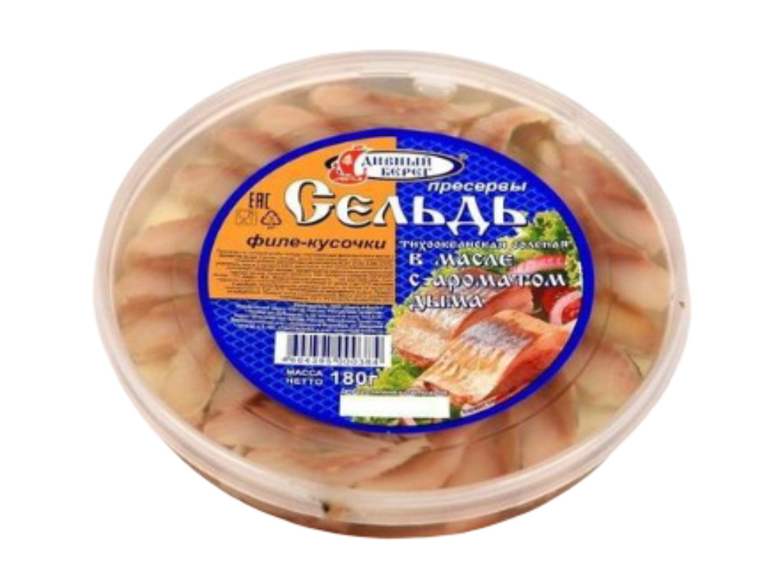 

Сельдь Дивный берег филе-кусочки в масле с ароматом дыма 180 г