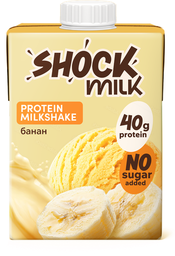 

Коктейль молочный Shock milk Банан высокобелковый обезжиренный 480 мл