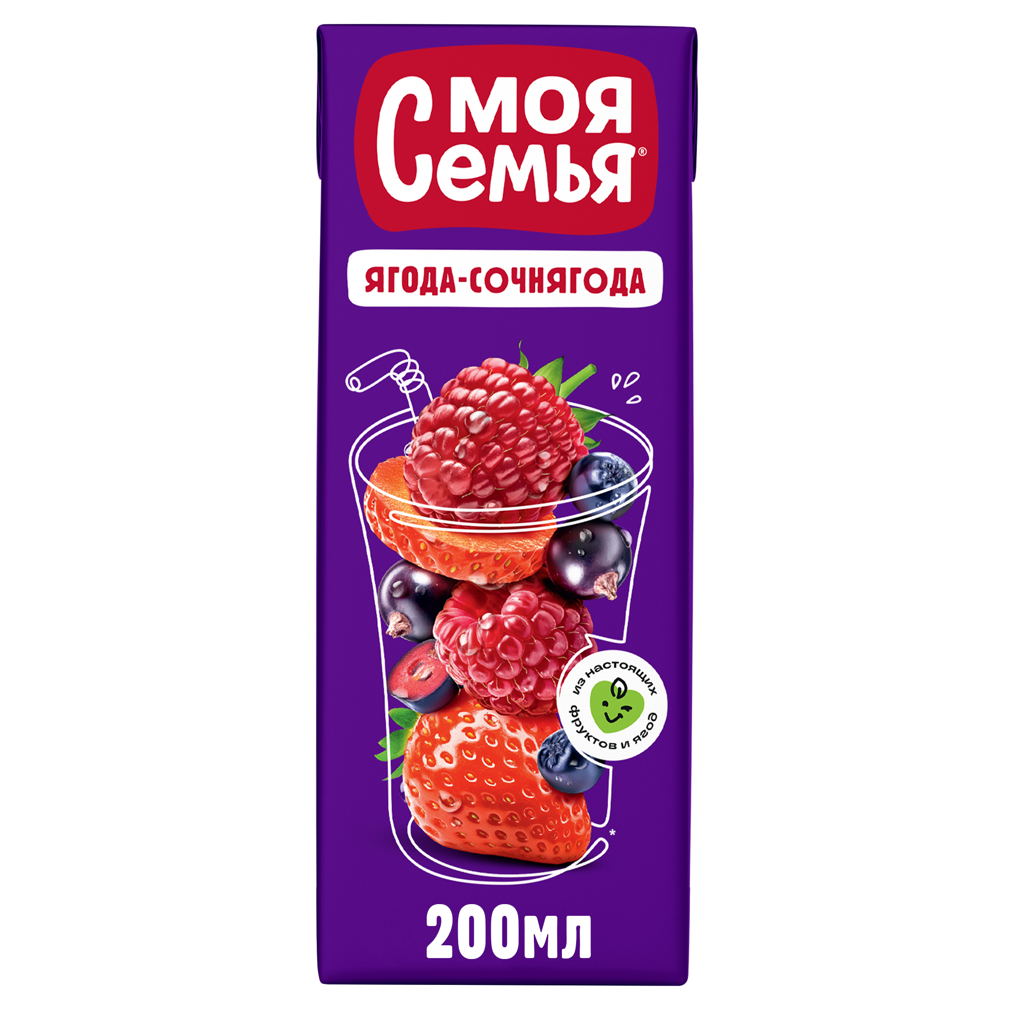 

Напиток сокосодержащий Моя семья Ягода-Сочнягода 200 мл