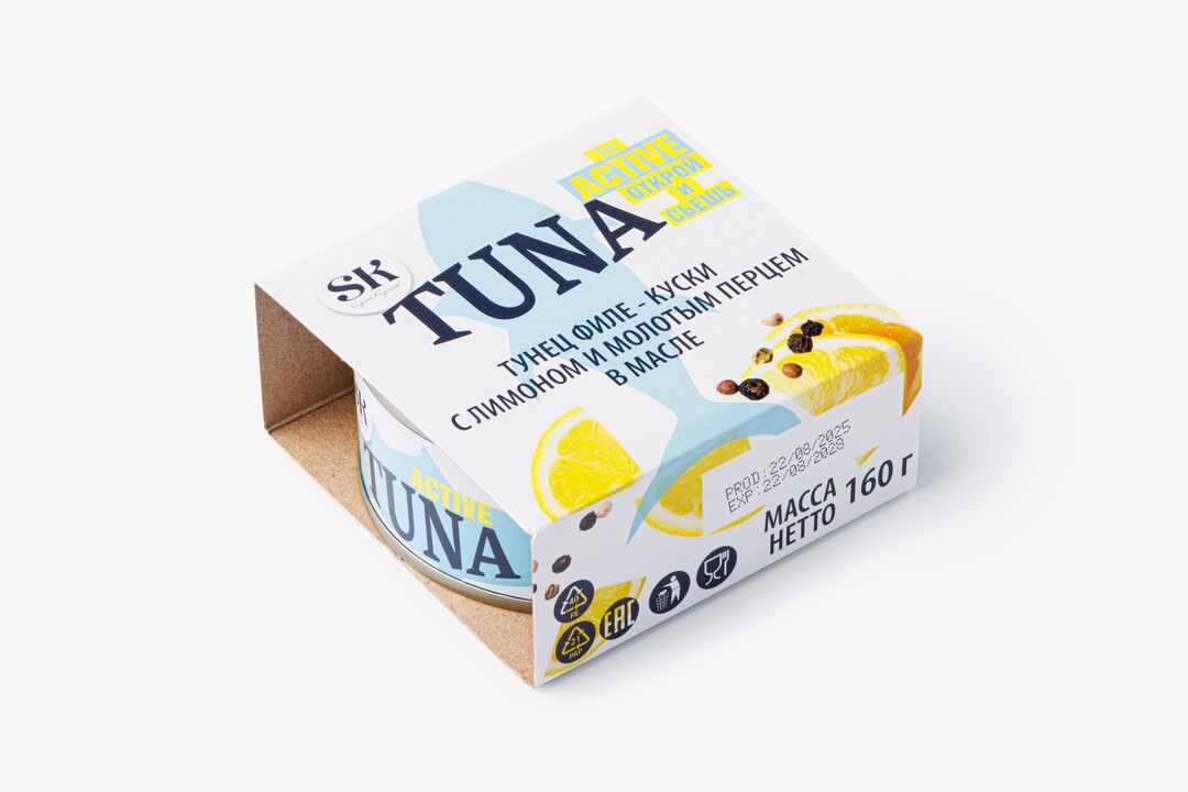 

Тунец скипджек SK филе-куски с лимоном и молотым перцем в масле 160 г