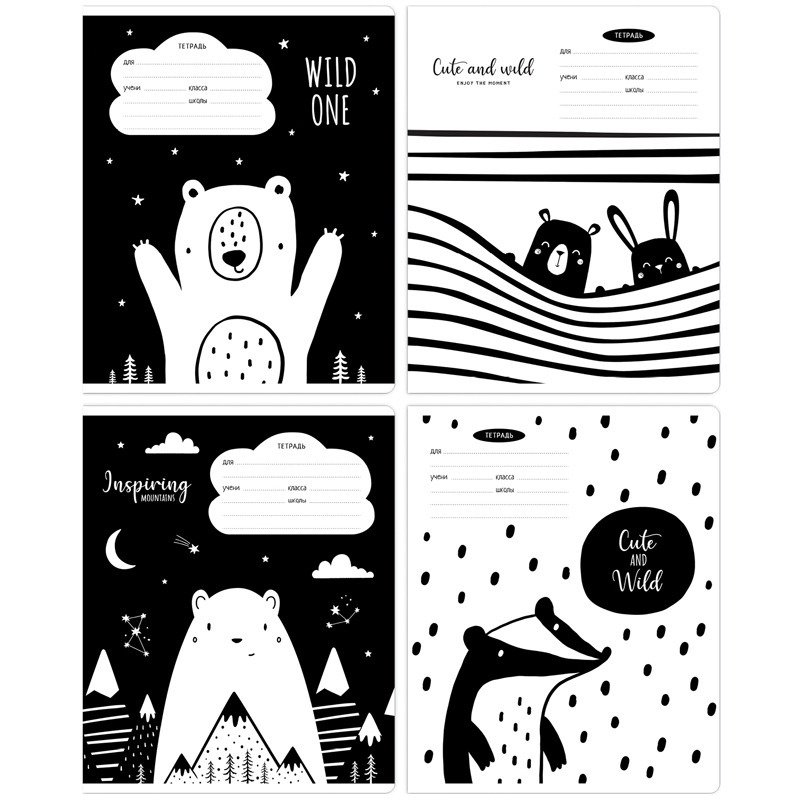 

Тетрадь Meshu Black&White 18 листов в клетку 1 шт. дизайн в ассортименте