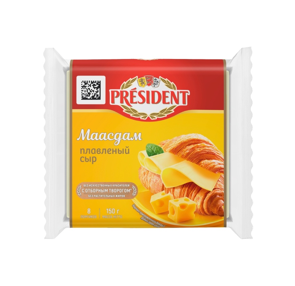 

Сыр плавленый President Маасдам слайсы 40% БЗМЖ 150 г