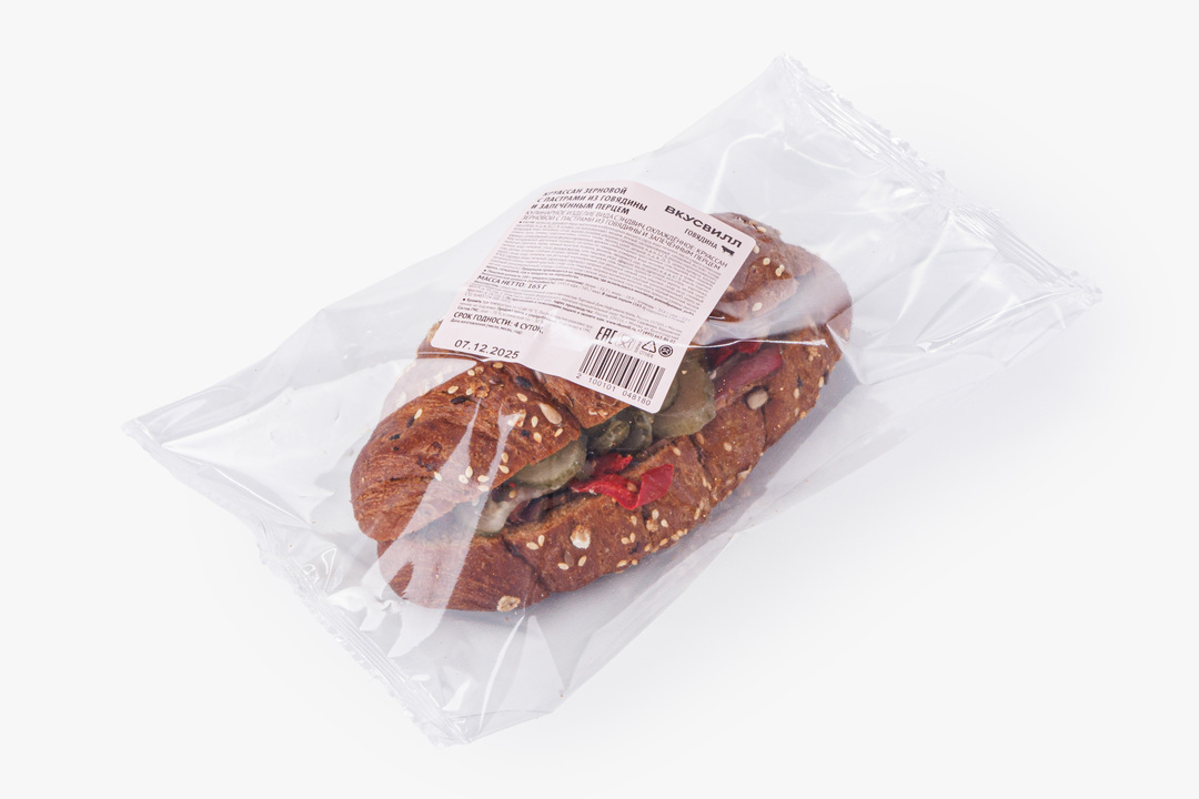 

Круассан зерновой ВкусВилл с пастрами из говядины и запеченным перцем 165 г