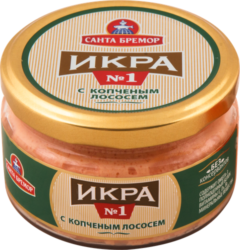 

Икра деликатесная Санта Бремор с копченым лососем 180 г