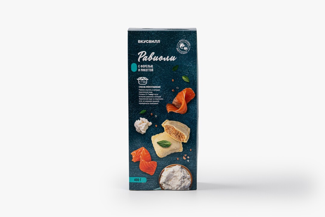 

Равиоли ВкусВилл с форелью и рикоттой замороженные 400 г