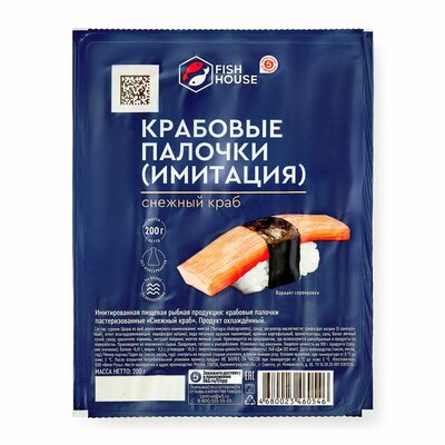Крабовые палочки Fish House Снежный краб имитация охлаждённое 200 г