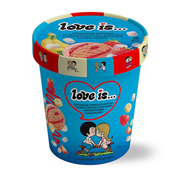 

Мороженое Love is Пломбир банан клубника клубничное наполнение с маршмеллоу 270 г