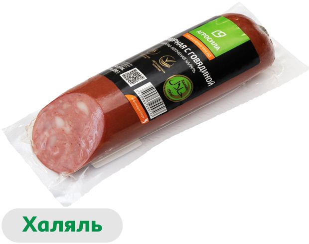 

Колбаса варено-копченая Агросила Мраморная с говядиной халяль 300 г