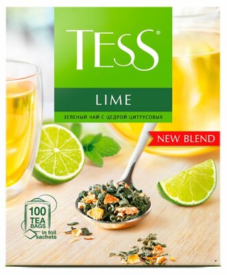 Чай зеленый Tess Классическая коллекция Лайм (Lime) цедра цитрусовых 100 пакетиков 150 г