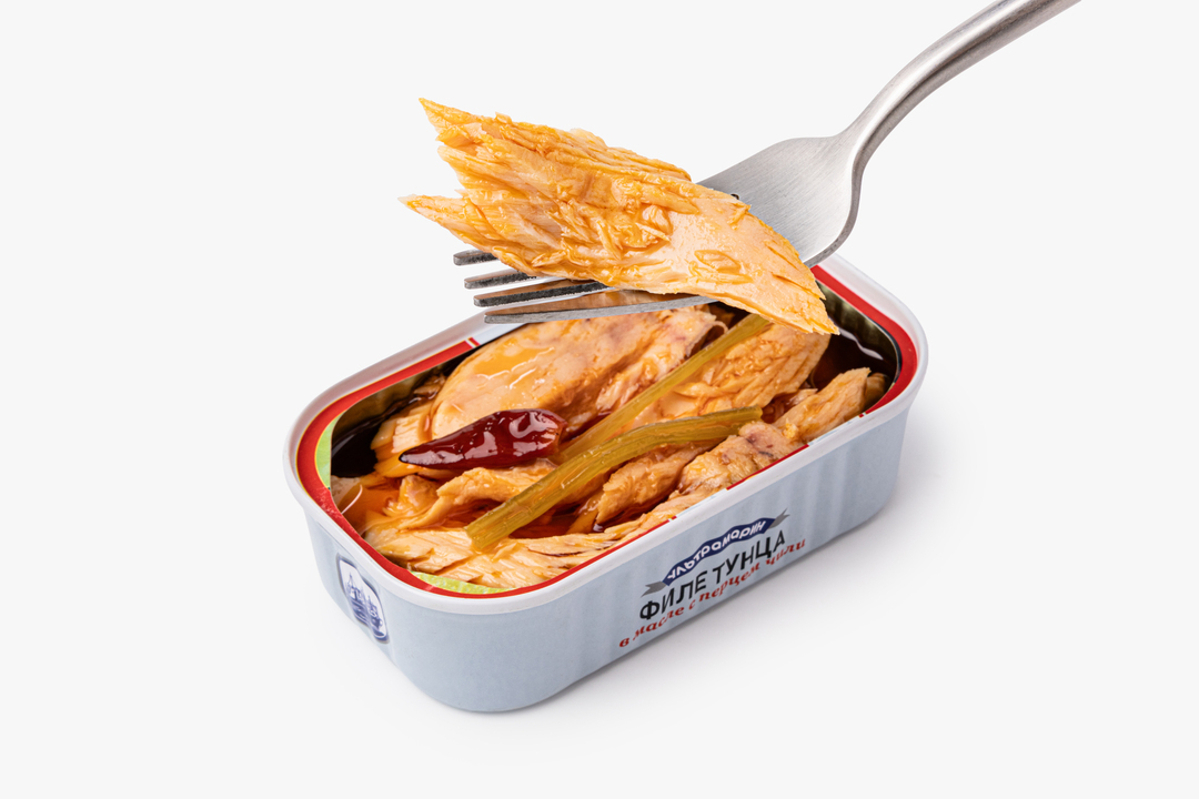 

Тунец Ультрамарин филе в масле с перцем чили 120 г